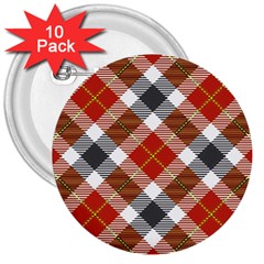 Smart Plaid Warm Colors 3  Buttons (10 Pack)  by ImpressiveMoments