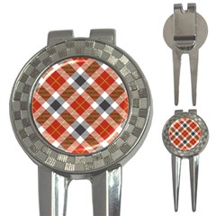 Smart Plaid Warm Colors 3-in-1 Golf Divots by ImpressiveMoments