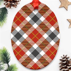 Smart Plaid Warm Colors Oval Ornament (two Sides) by ImpressiveMoments