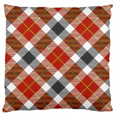 Smart Plaid Warm Colors Large Cushion Case (two Sides) by ImpressiveMoments