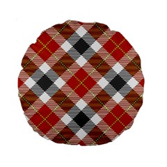 Smart Plaid Warm Colors Standard 15  Premium Round Cushions by ImpressiveMoments