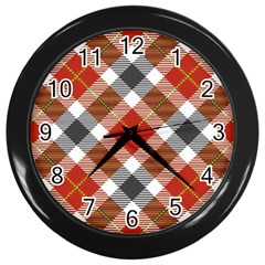 Smart Plaid Warm Colors Wall Clock (black) by ImpressiveMoments