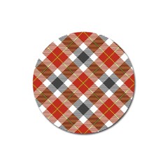 Smart Plaid Warm Colors Magnet 3  (round) by ImpressiveMoments