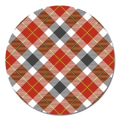 Smart Plaid Warm Colors Magnet 5  (round) by ImpressiveMoments