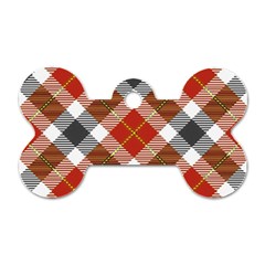 Smart Plaid Warm Colors Dog Tag Bone (two Sides) by ImpressiveMoments