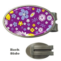 Floral Flowers Money Clips (Oval) 