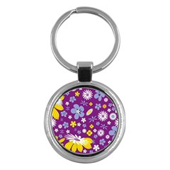 Floral Flowers Key Chains (Round) 