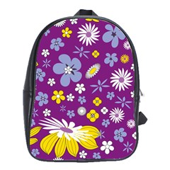 Floral Flowers School Bag (Large)