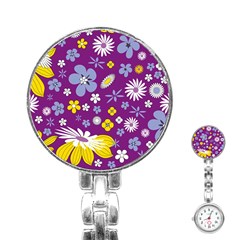 Floral Flowers Stainless Steel Nurses Watch