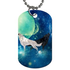 Awesome Black And White Wolf In The Universe Dog Tag (One Side)