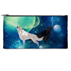 Awesome Black And White Wolf In The Universe Pencil Cases by FantasyWorld7