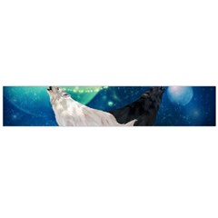 Awesome Black And White Wolf In The Universe Large Flano Scarf 