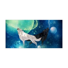 Awesome Black And White Wolf In The Universe Yoga Headband