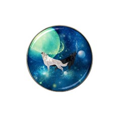 Awesome Black And White Wolf In The Universe Hat Clip Ball Marker