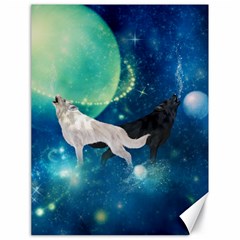 Awesome Black And White Wolf In The Universe Canvas 18  X 24  by FantasyWorld7