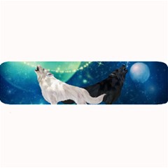 Awesome Black And White Wolf In The Universe Large Bar Mats