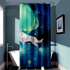 Awesome Black And White Wolf In The Universe Shower Curtain 36  x 72  (Stall) 