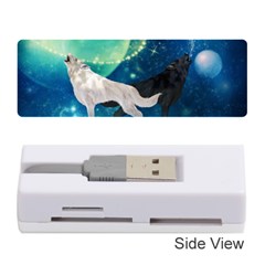 Awesome Black And White Wolf In The Universe Memory Card Reader (stick) by FantasyWorld7