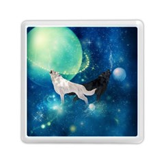 Awesome Black And White Wolf In The Universe Memory Card Reader (Square)