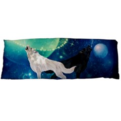 Awesome Black And White Wolf In The Universe Body Pillow Case (Dakimakura)