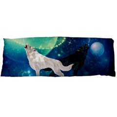 Awesome Black And White Wolf In The Universe Body Pillow Case Dakimakura (Two Sides)