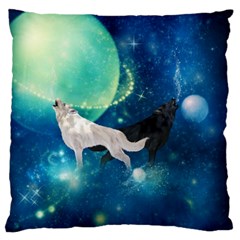 Awesome Black And White Wolf In The Universe Standard Flano Cushion Case (two Sides) by FantasyWorld7