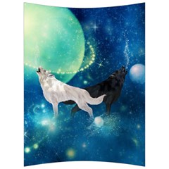 Awesome Black And White Wolf In The Universe Back Support Cushion