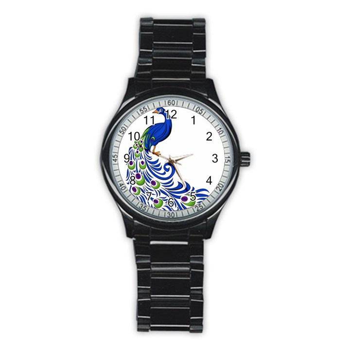 Venus Peacock Stainless Steel Round Watch