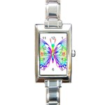 Rainbow Butterfly Rectangle Italian Charm Watch Front