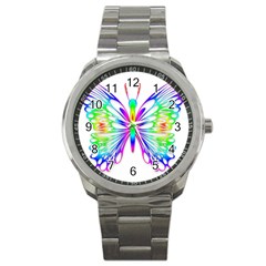 Rainbow Butterfly Sport Metal Watch by amazinganimals