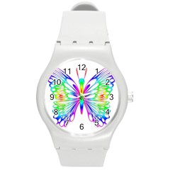 Rainbow Butterfly Round Plastic Sport Watch (m) by amazinganimals