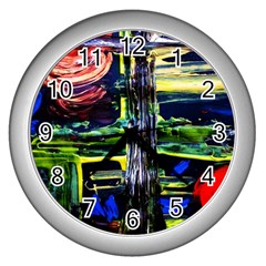 Between Two Moons 1 Wall Clock (silver) by bestdesignintheworld