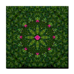 The Most Sacred Lotus Pond  With Bloom    Mandala Tile Coasters by pepitasart