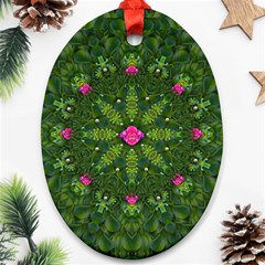 The Most Sacred Lotus Pond  With Bloom    Mandala Ornament (oval) by pepitasart