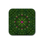 The Most Sacred Lotus Pond  With Bloom    Mandala Rubber Coaster (Square)  Front