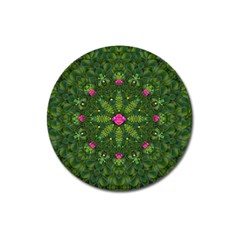 The Most Sacred Lotus Pond  With Bloom    Mandala Magnet 3  (round) by pepitasart