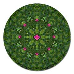 The Most Sacred Lotus Pond  With Bloom    Mandala Magnet 5  (round) by pepitasart