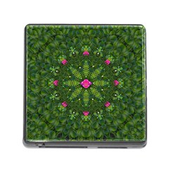 The Most Sacred Lotus Pond  With Bloom    Mandala Memory Card Reader (square 5 Slot) by pepitasart