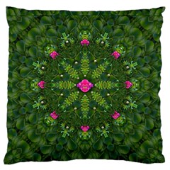 The Most Sacred Lotus Pond  With Bloom    Mandala Large Cushion Case (one Side) by pepitasart