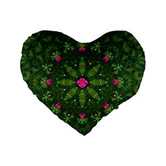 The Most Sacred Lotus Pond  With Bloom    Mandala Standard 16  Premium Heart Shape Cushions by pepitasart