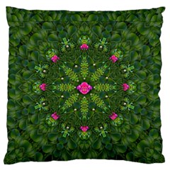 The Most Sacred Lotus Pond  With Bloom    Mandala Large Flano Cushion Case (one Side) by pepitasart