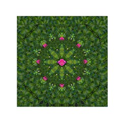 The Most Sacred Lotus Pond  With Bloom    Mandala Small Satin Scarf (square) by pepitasart