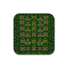 The Most Sacred Lotus Pond With Fantasy Bloom Rubber Square Coaster (4 Pack)  by pepitasart