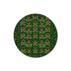 The Most Sacred Lotus Pond With Fantasy Bloom Rubber Round Coaster (4 Pack)  by pepitasart