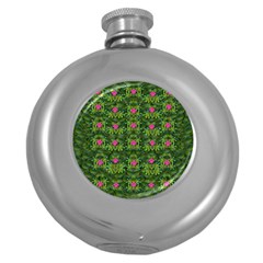 The Most Sacred Lotus Pond With Fantasy Bloom Round Hip Flask (5 Oz) by pepitasart