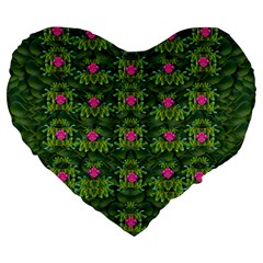 The Most Sacred Lotus Pond With Fantasy Bloom Large 19  Premium Flano Heart Shape Cushions by pepitasart