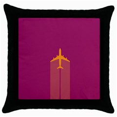 Airplane Jet Yellow Flying Wings Throw Pillow Case (black) by Nexatart