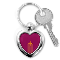 Airplane Jet Yellow Flying Wings Key Chains (heart)  by Nexatart