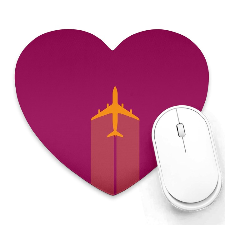 Airplane Jet Yellow Flying Wings Heart Mousepads