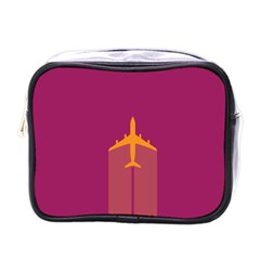 Airplane Jet Yellow Flying Wings Mini Toiletries Bag (one Side) by Nexatart